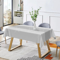 Lofaris Modern Grey Checkered Lines Rectangle Tablecloth