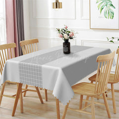 Lofaris Modern Grey Checkered Lines Rectangle Tablecloth