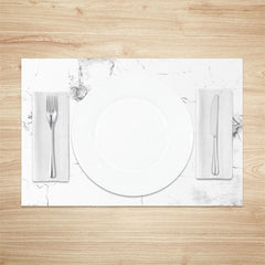 Lofaris Modern Luxury White Grey Marble Set Of 4 Placemats