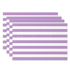 Lofaris Modern Purple White Stripes Print Set Of 4 Placemats