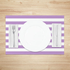 Lofaris Modern Purple White Stripes Print Set Of 4 Placemats