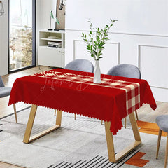 Lofaris Modern Red Plaid Rectangle Tablecloth For Christmas