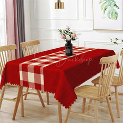 Lofaris Modern Red Plaid Rectangle Tablecloth For Christmas