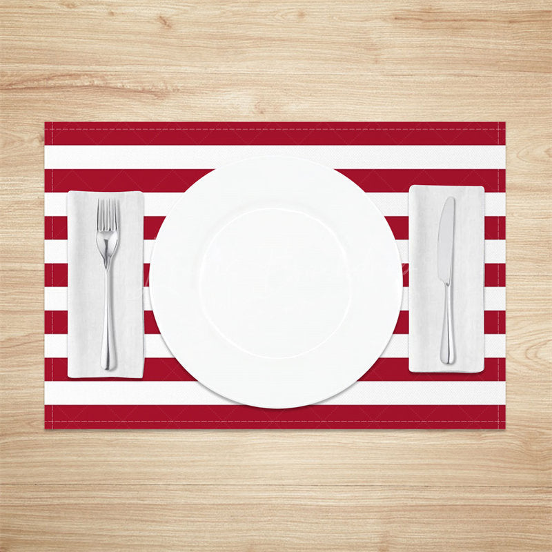 Lofaris Modern Red White Stripe Dining Set Of 4 Placemats