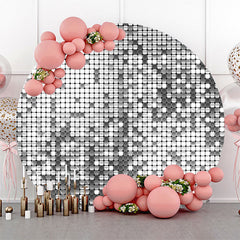 Lofaris Modern Silver Metal Plaid Round Birthday Backdrop