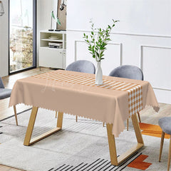 Lofaris Modern Simple Beige Pink Gingham Rectangle Tablecloth