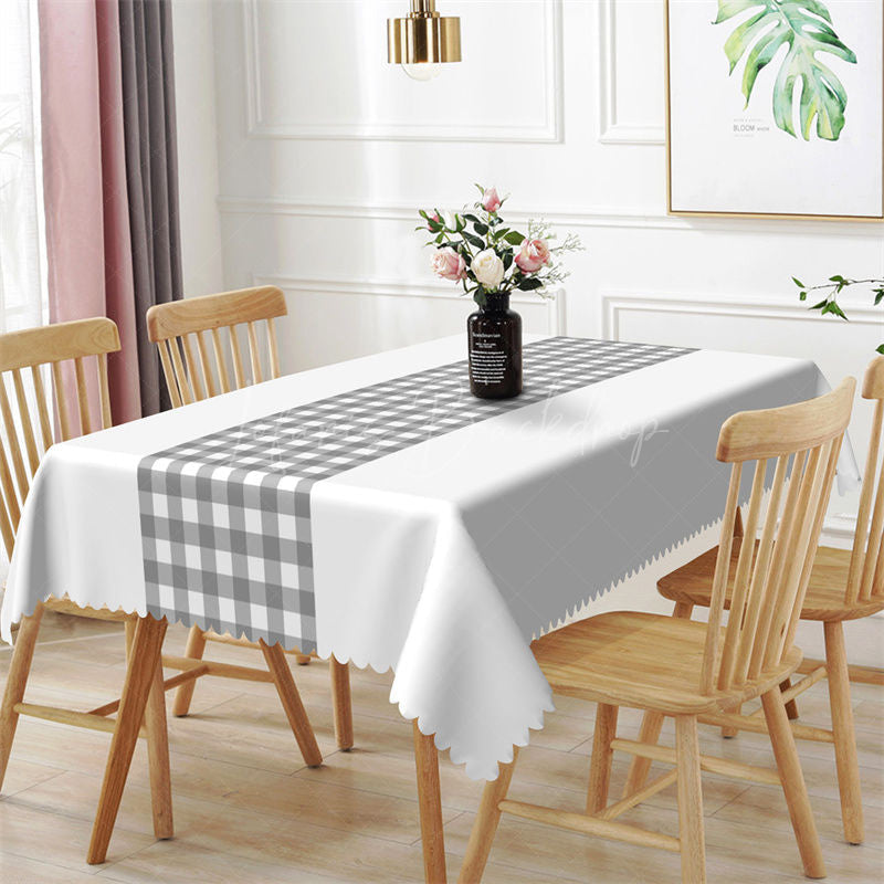 Lofaris Modern Simple Gray Checkered Rectangle Tablecloth