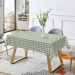 Lofaris Modern Simple Green White Argyle Rectangle Tablecloth