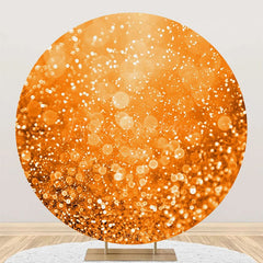 Lofaris Modern Sparkling Orange Round Birthday Backdrop