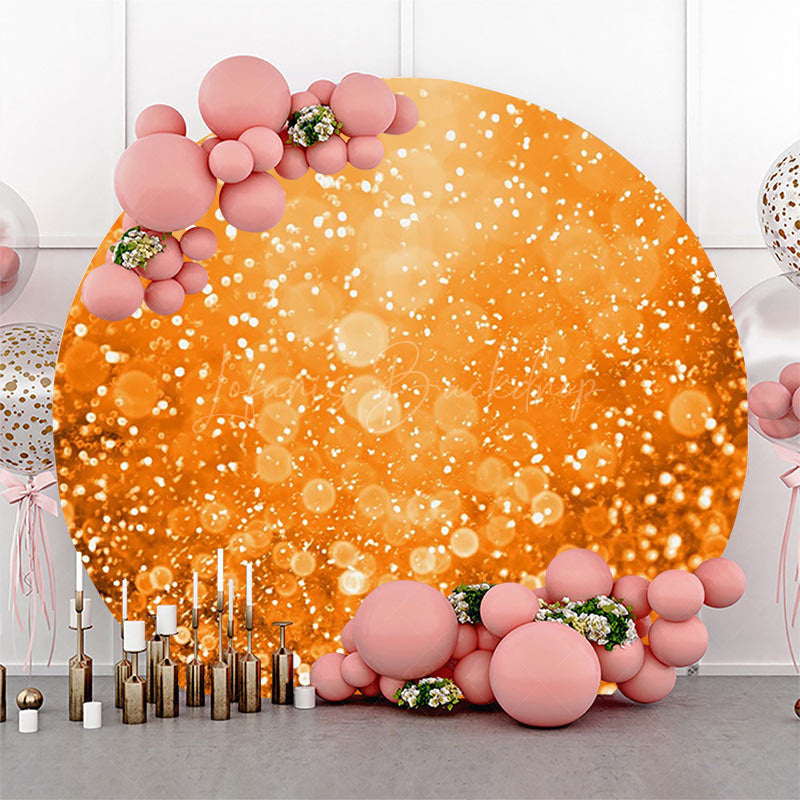 Lofaris Modern Sparkling Orange Round Birthday Backdrop