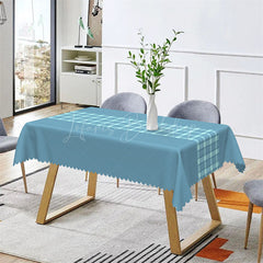 Lofaris Modern Teal Plaid Dining Room Rectangle Tablecloth