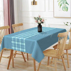 Lofaris Modern Teal Plaid Dining Room Rectangle Tablecloth