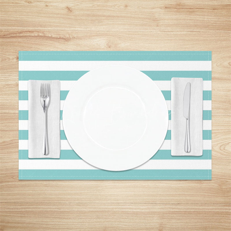 Lofaris Modern Tiffany Blue White Stripe Set Of 4 Placemats