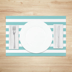 Lofaris Modern Tiffany Blue White Stripe Set Of 4 Placemats