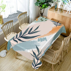 Lofaris Modern Watercolor Green Leaves Rectangle Tablecloth