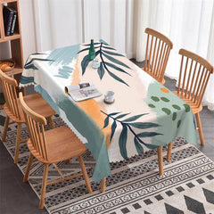 Lofaris Modern Watercolor Green Leaves Rectangle Tablecloth