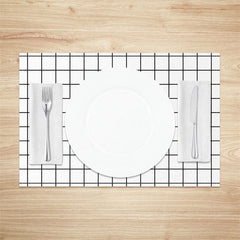 Lofaris Modern White Black Plaid Dining Set Of 4 Placemats