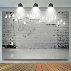 Lofaris Modern White Brick Wall Light Photoshoot Backdrop