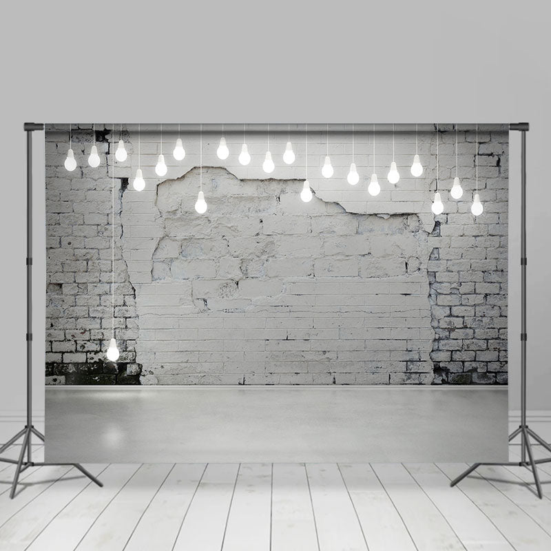 Lofaris Modern White Brick Wall Light Photoshoot Backdrop