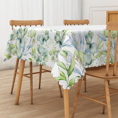 Lofaris Modern White Grass Rectangle Tablecloth for Family