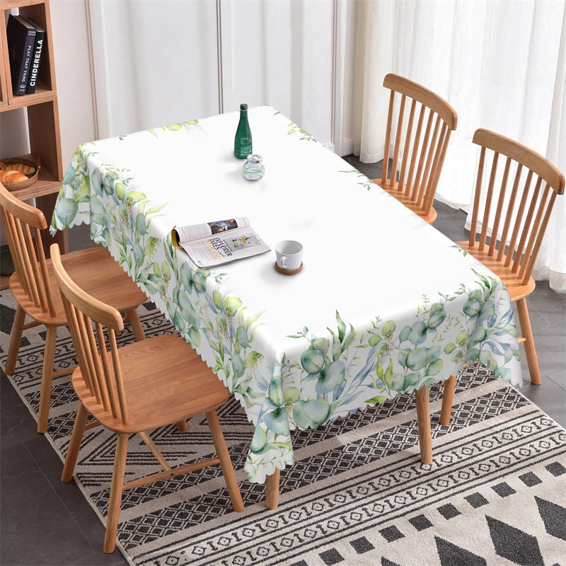 Lofaris Modern White Grass Rectangle Tablecloth for Family