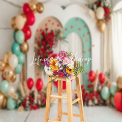 Lofaris Modern White Green Arch Red Floral Wedding Backdrop