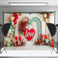 Lofaris Modern White Green Arch Red Floral Wedding Backdrop