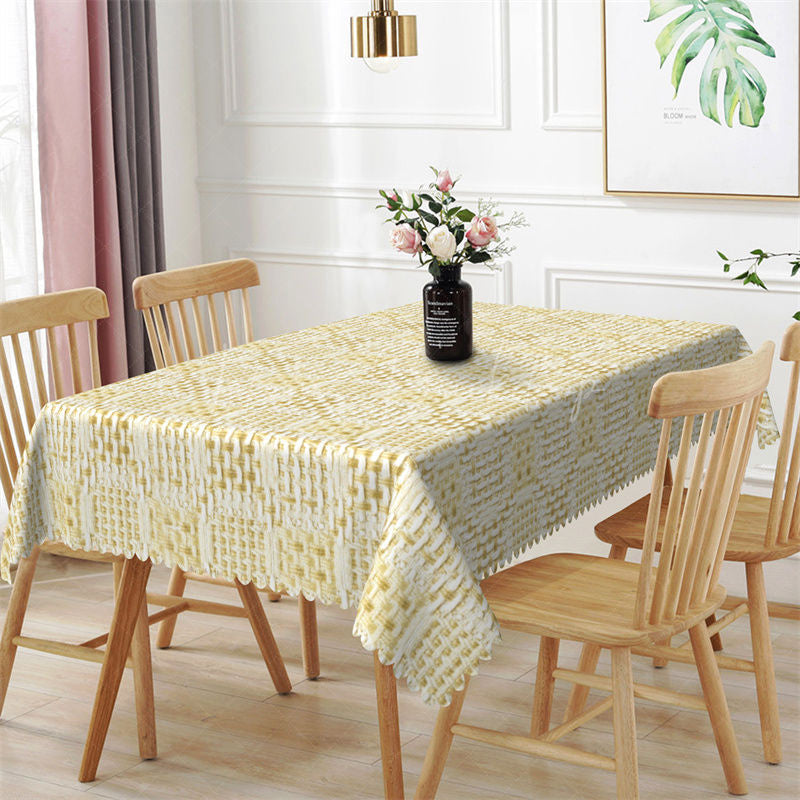 Lofaris Modern Yellow Knitting Pattern Dining Tablecloth