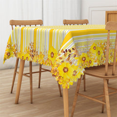 Lofaris Modern Yellow Stripe Flower Rectangle Tablecloth