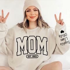 Lofaris Mom Est Black Letters Gift Simple Custom Sweatshirt