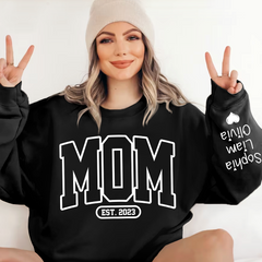 Lofaris Mom Est Black Letters Gift Simple Custom Sweatshirt