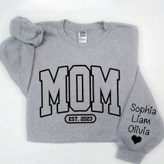 Lofaris Mom Est Black Letters Gift Simple Custom Sweatshirt