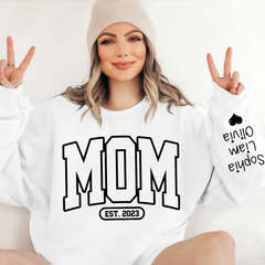 Lofaris Mom Est Black Letters Gift Simple Custom Sweatshirt