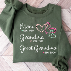 Lofaris Mom Grandma Est Heart Leopard Customized Sweatshirt