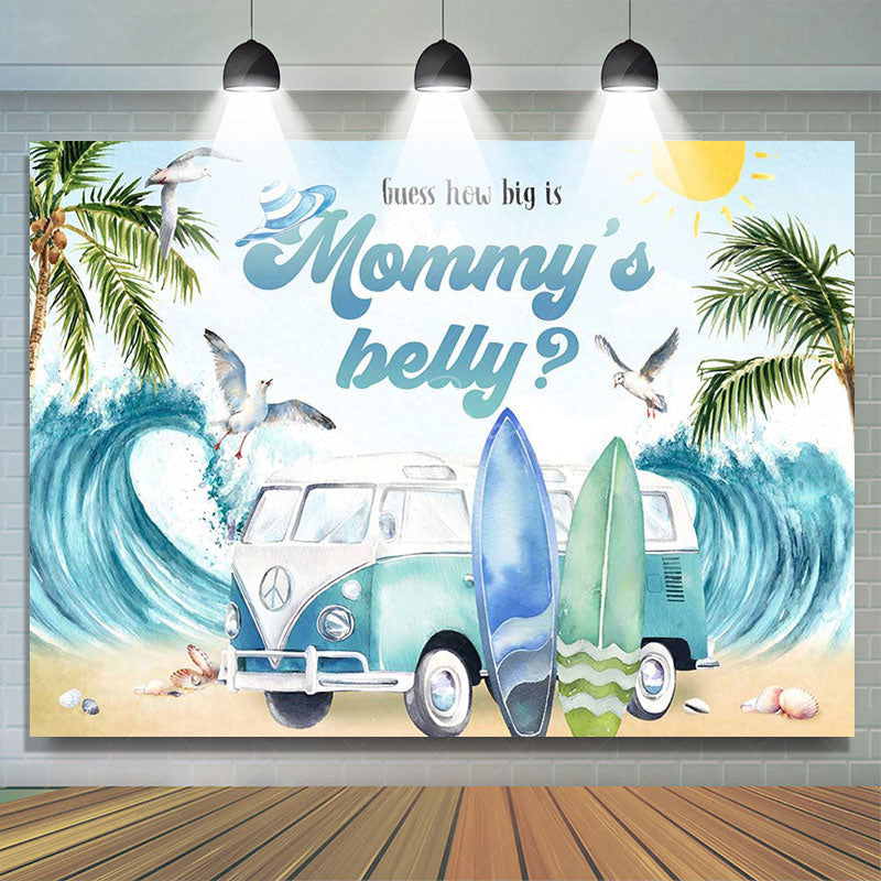 Lofaris Mommys Belly Beach Summer Gender Reveal Backdrop