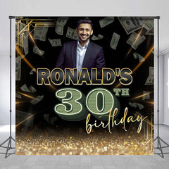 Lofaris Money Black Glitter Custom 30th Birthday Backdrop