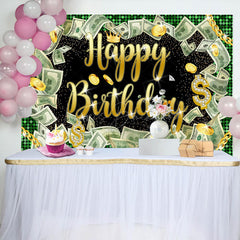 Lofaris Money Dollar Bill Glitter Hiphop Birthday Backdrop