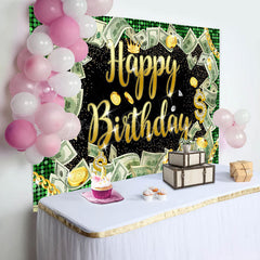 Lofaris Money Dollar Bill Glitter Hiphop Birthday Backdrop