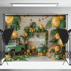 Lofaris Monstera Car Balloons Summer Cake Smash Backdrop