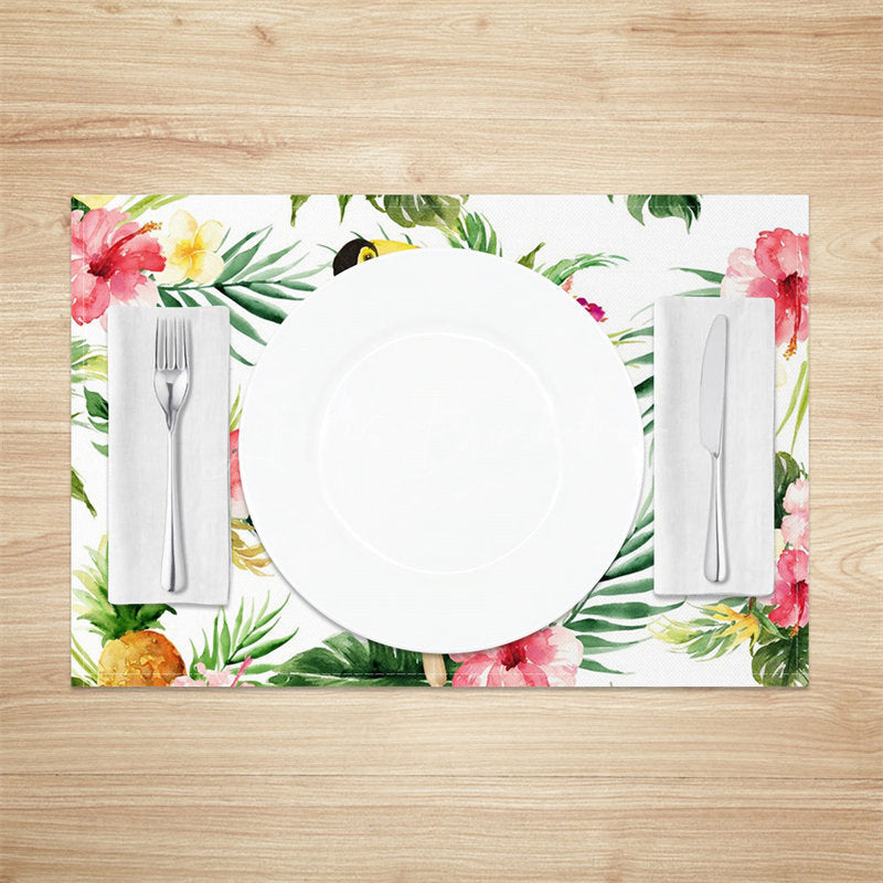 Lofaris Monstera Floral Ice Cream Spring Set Of 4 Placemats