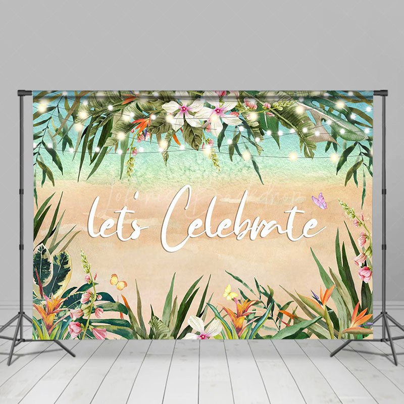 Lofaris Monstera Sand Beach Floral Celebrate Party Backdrop