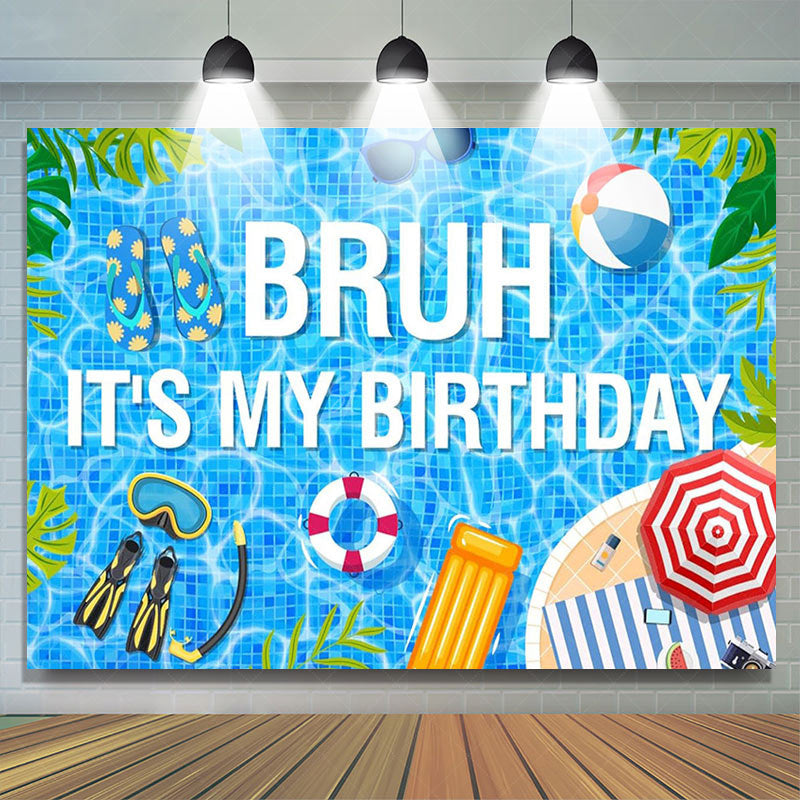 Lofaris Monstera Swimming Pool Bruh Its My Birthday Backdrop