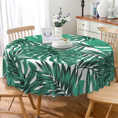 Lofaris Monstera White Round Tablecloth For Summer Party