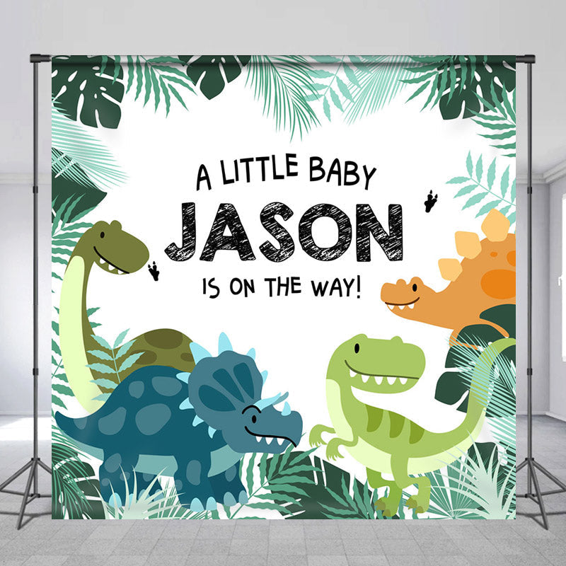 Lofaris Monsteras Dinosaur Safari Boy Baby Shower Backdrop