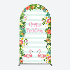 Lofaris Monsteras Fruits Floarl Stripe Arch Birthday Backdrop