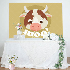 Lofaris Moo Lovely Cow Simple Brown Happy Birthday Backdrop