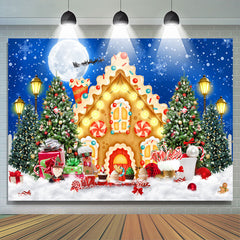 Lofaris Moon Christmas Night Tree Candy House Cloud Backdrop