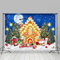 Lofaris Moon Christmas Night Tree Candy House Cloud Backdrop