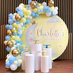 Lofaris Moon Cloud Yellow Birthday Party Round Backdrop