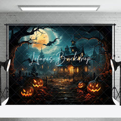 Lofaris Moon Night Castle Trunk Pumpkin Halloween Backdrop